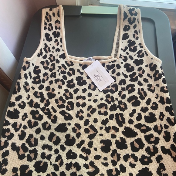 white birch Tops - White Birch Knit Leopard Tank